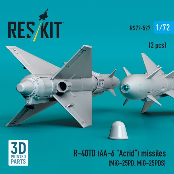 RESKIT RS72-0527 R-40TD (AA-6 &quot;Acrid&quot;) missiles (2 pcs) (3D Printed) 1/72