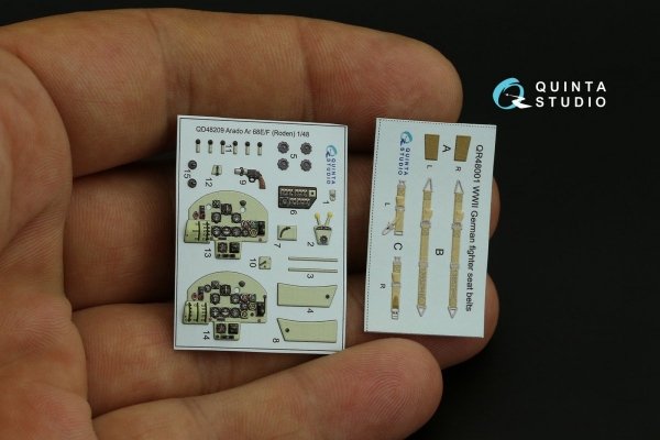 Quinta Studio QD48209 Arado Ar 68 E/F 3D-Printed &amp; coloured Interior on decal paper (Roden) 1/48