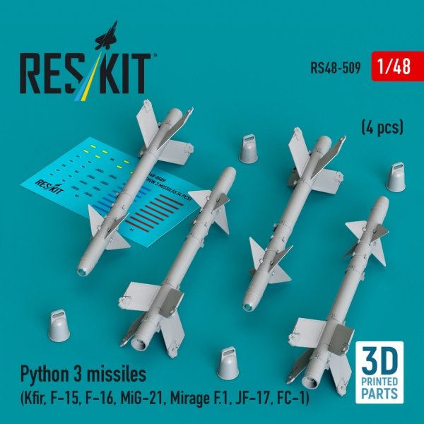 RESKIT RS48-0509 Python 3 missiles (4 pcs) (3D Printed) 1/48