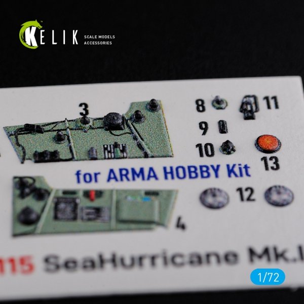 KELIK K72115 Sea Hurricane Mk I interior 3D decals for Arma Hobby kit 1/72