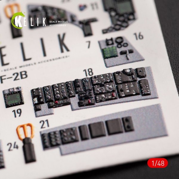 Kelik K48054 JASDF F-2B interior 3D decals for Hasegawa kit (1/48)