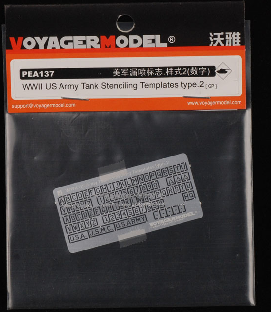 Voyager Model PEA137 WWII US Army Tank Stenciling Templates Type 2 1/35