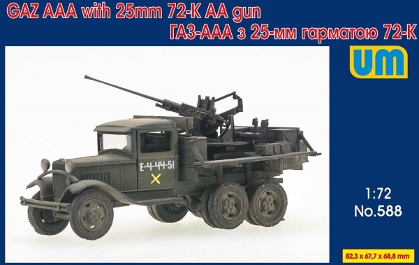 Unimodels 588 GAZ AAA with 25 mm 72-K AA Gun 1/72