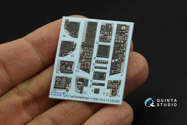 Quinta Studio QD32111 F/A-18A++ 3D-Printed &amp; coloured Interior on decal paper (Academy) 1/32