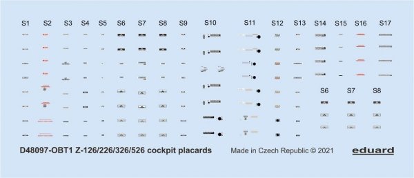 Eduard D48097 Z-126/226/326/526 cockpit placards EDUARD 1/48