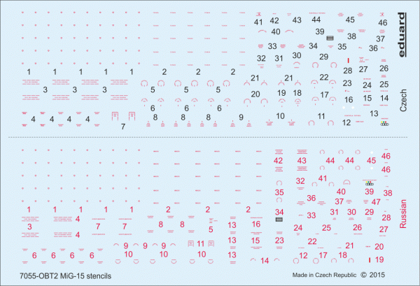 Eduard D72007 MiG-15 / MiG-15bis stencils 1/72 EDUARD
