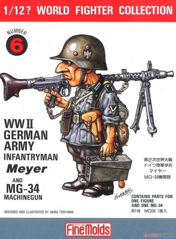 FineMolds FT6 W.W.II German Infantry Man &amp; MG34 1/12