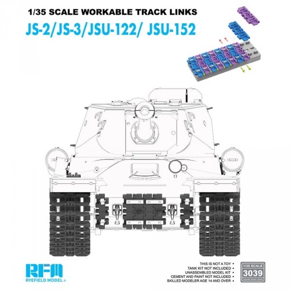 Rye Field Model 3039 JS-2/JS-3/JSU-122/JSU-152 Workable Track Links 1/35