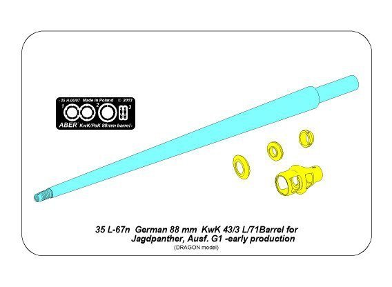 Aber 35L-067N 88 mm Pak 43/3 L/71 Barrel for German Tank Destroyer Jagdpanther Ausf.G1 early (1:35)