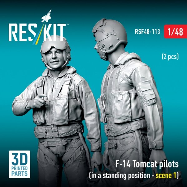 RESKIT RSF48-0113 F-14 Tomcat pilots (in a standing position - scene 1) (2 pcs) (3D Printed) (1/48)