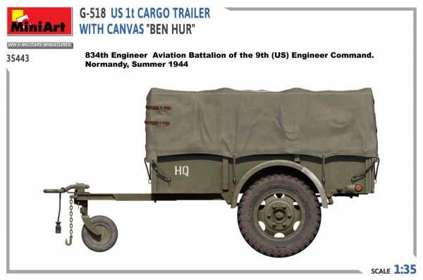 MiniArt 35443 G-518 US 1t CARGO TRAILER WITH CANVAS BEN HUR 1/35