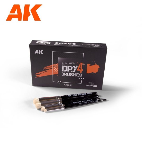 AK Interactive AK9300 DRY 4 BRUSHES SET