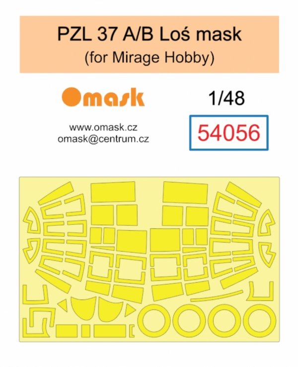Omask 54056 PZL 37 A/B Łoś mask (for Mirage Hobby) 1/48