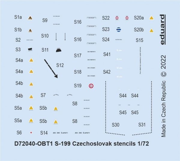 Eduard D72040 S-199 Czechoslovak stencils Eduard 1/72