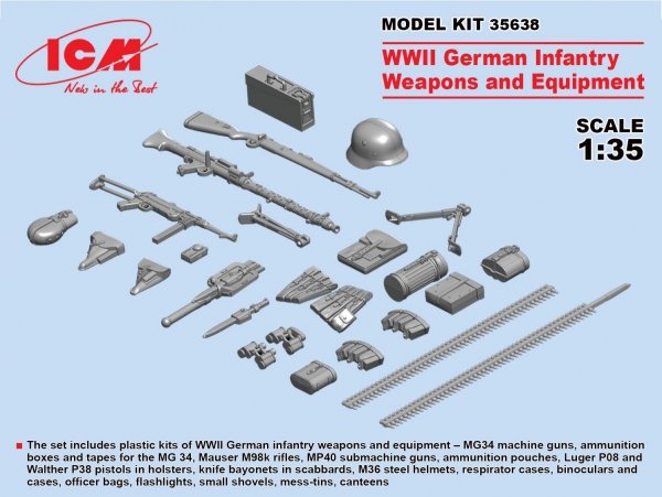 ICM 35638 WWII German Infantry Weapons &amp; Equipment 1/35