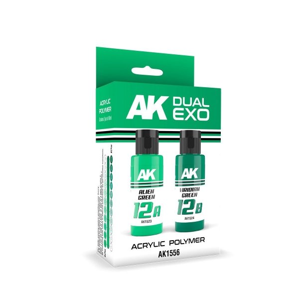 AK Interactive AK1556 DUAL EXO SET 12 – 12A ALIEN GREEN &amp; 12B VIRIDIAN GREEN