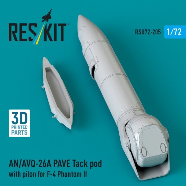 RESKIT RSU72-0205 AN/AVQ-26A PAVE Tack pod with pilon for F-4 Phantom II (3D Printed) (1/72)