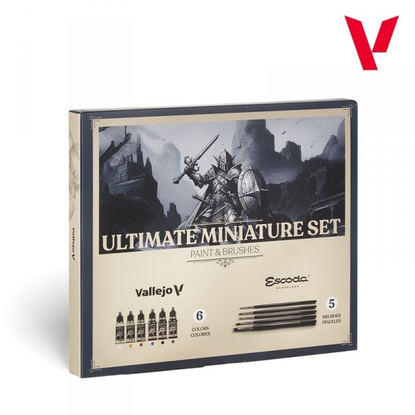 Vallejo 72206 Ultimate Miniature Set: Paint &amp; Brushes - Game Color 6x 18ml