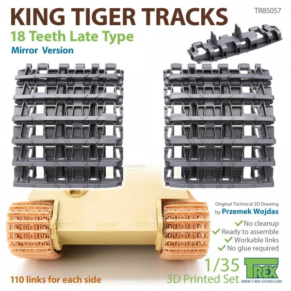 T-Rex Studio TR85057 King Tiger Tracks 18 Teeth Late Type Mirror Version 1/35