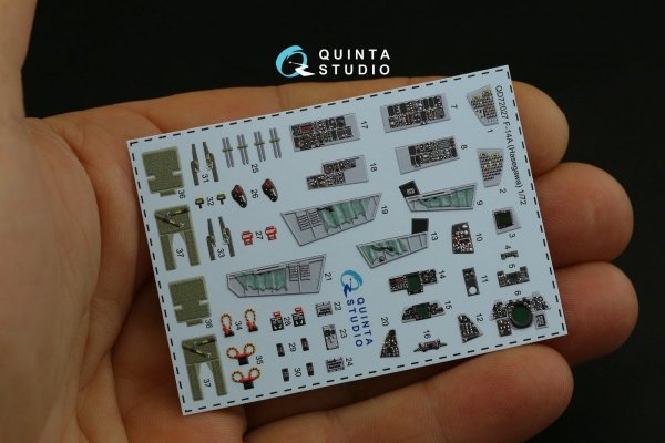 Quinta Studio QD72027 F-14A 3D-Printed &amp; coloured Interior on decal paper (for Hasegawa kit) 1/72