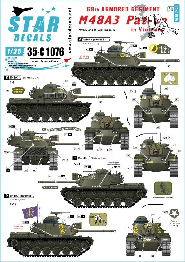 Star Decals 35-C1076 M48A3 Patton in Vietnam 1/35