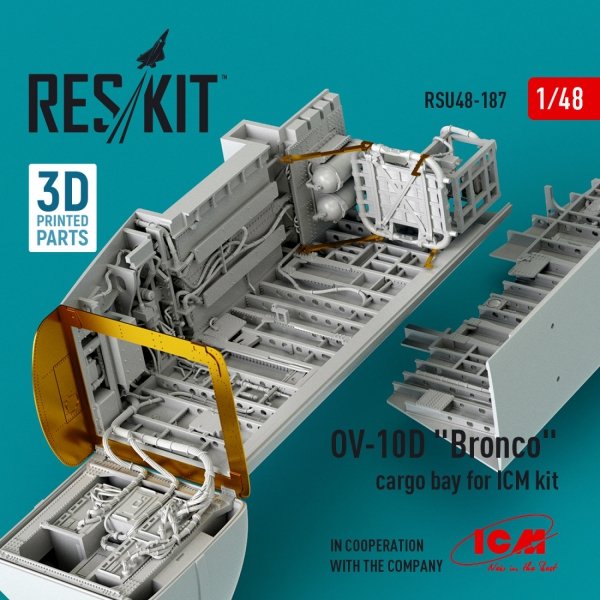 RESKIT RSU48-0187 OV-10D &quot;Bronco&quot; cargo bay for ICM kit (3D Printed) 1/48