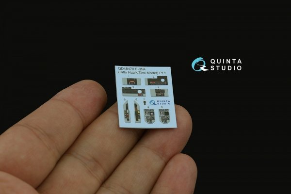 Quinta Studio QD48479 F-35A 3D-Printed &amp; coloured Interior on decal paper (Kitty Hawk/Zimi Model) 1/48