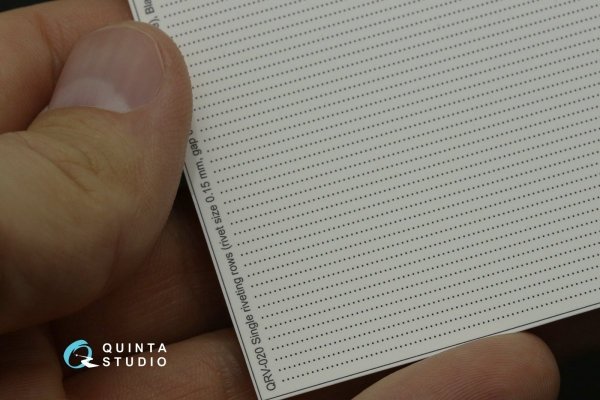 Quinta Studio QRV-020 Single riveting rows (rivet size 0.15 mm, gap 0.6 mm, suits 1/48 scale), Black color, total length 6.2 m/20 ft