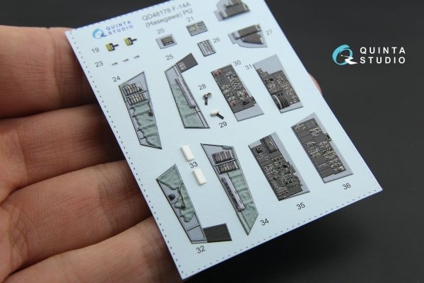 Quinta Studio QD48178 F-14A 3D-Printed &amp; coloured Interior on decal paper (for Hasegawa kit) 1/48