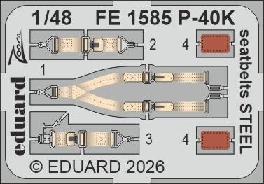 Eduard FE1585 P-40K seatbelts STEEL EDUARD 1/48