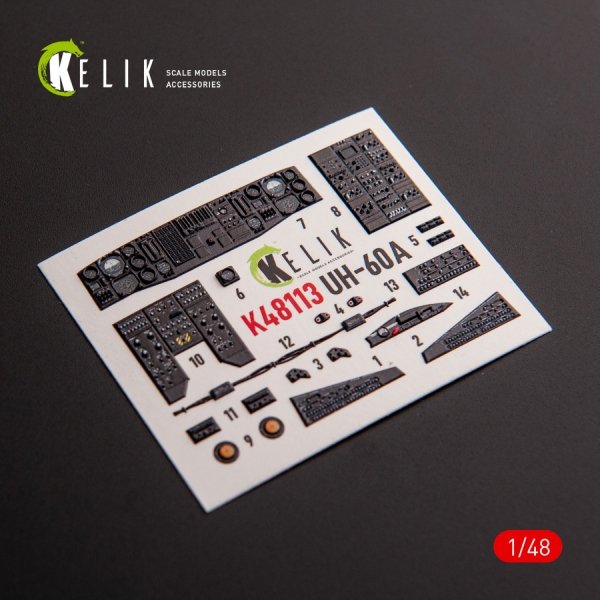 KELIK K48113 UH-60A Black Hawk - Type 1 interior 3D decals for ICM kit 1/48
