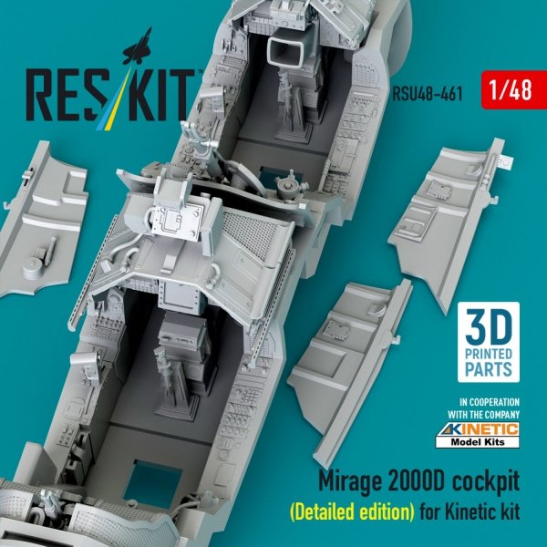 RESKIT RSU48-0461 Mirage 2000D cockpit (Detailed edition) for Kinetic kit (3D Printed) 1/48