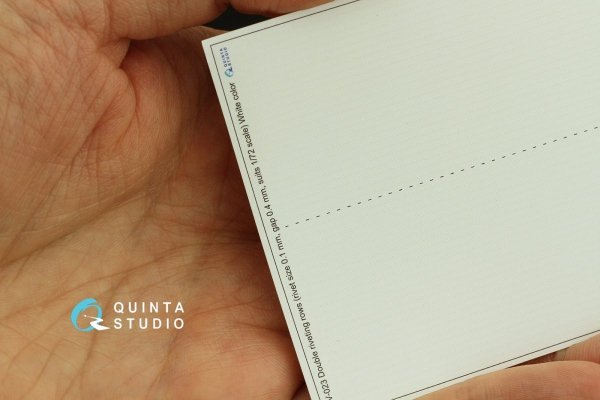 Quinta Studio QRV-023 Double riveting rows (rivet size 0.10 mm, gap 0.4 mm, suits 1/72 scale), White color, total length 6.7 m/22 ft