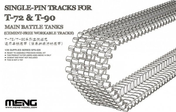 Meng Model SPS-029 SINGLE PIN TRACKS FOR T-72 &amp; T-90 MAIN BATTLE TANKS (CEMENT-FREE WORKABLE TRACKS) 1/35
