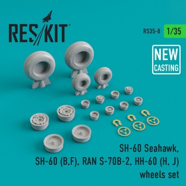 RESKIT RS35-0008 SH-60 Seahawk, SH-60 (B,F) RAN S-70B-2, HH-60 (H, J) wheels set (NEW CASTING)  1/35
