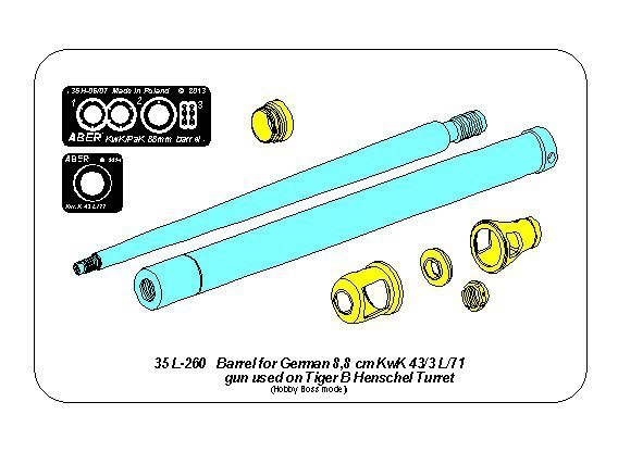 Aber 35L-260 Barrel for German 8,8cm Kw.K 43 (L/71) gun used on Tiger B Henschel-Turm 1/35