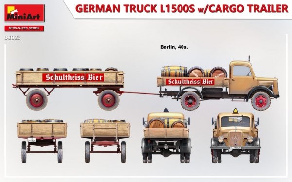 MiniArt 38023 GERMAN TRUCK L1500S w/CARGO TRAILER 1/35