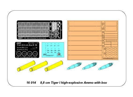Aber 16014 8,8 cm Tiger I high-explosive Ammo with box (1:16)