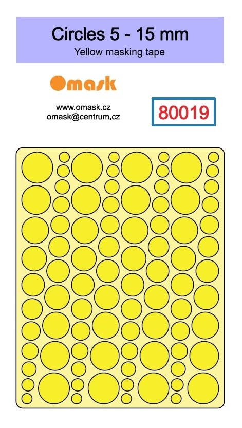 Omask X8003 Circles set - yellow masking tape - 1-4mm 2-6mm 4-7mm 5-15mm 16-20mm