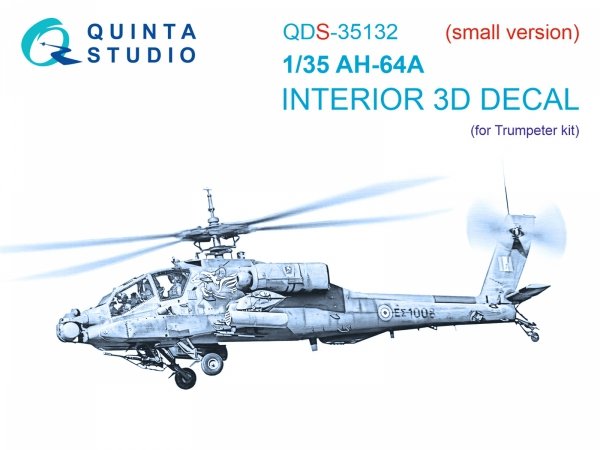 Quinta Studio QDS-35132 AH-64A 3D-Printed coloured Interior on decal paper (Trumpeter) (Small version) 1/35