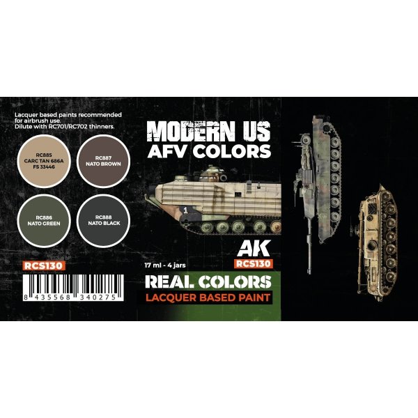 AK Interactive RCS130 US Army Modern AFV Colors 4x17ml