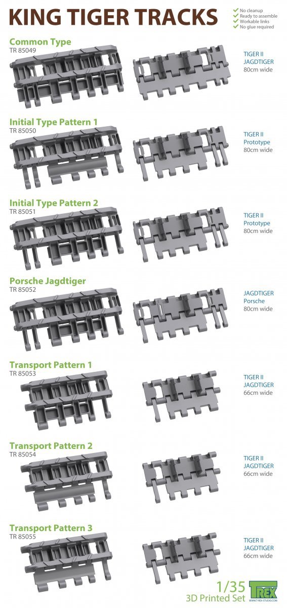 T-Rex Studio TR85053 King Tiger Transport Tracks Pattern 1 1/35