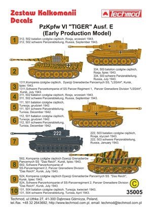 Techmod 35005 - Pz.Kpfw.VI Tiger Ausf.E (Early Production Model) (1:35)