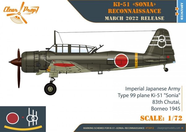 Clear Prop! CP72012 Ki-51 Sonia Reconnaissance ADVANCED KIT 1/72