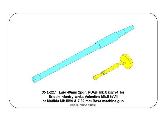 Aber 35L-227 Late barrel for Valentine Mk.II to VII or Matilda Mk.III/IV with Besa MG barrel (1:35)