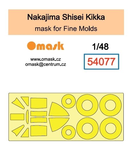 Omask 54077 Nakajima Shisei Kikka mask (for Fine Molds) clear parts yellow masking tape 1/48