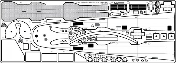 Pontos 20004WD1 USS BB-61 Iowa 1944 Wooden Deck set (Teak Tone) (1:200)