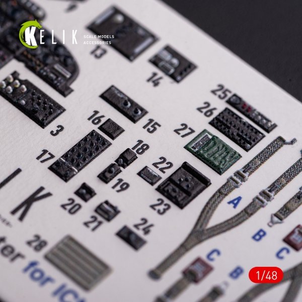 KELIK K48079 O-2A Skymaster interior 3D decals small version for ICM kit 1/48