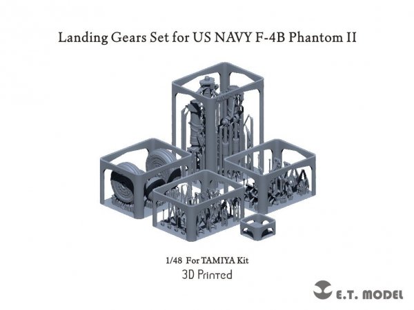 E.T. Model P48-001 Landing Gears Set for US NAVY F-4B Phantom II ( 3D Printed ) 1/48