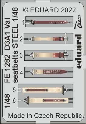 Eduard FE1282 D3A1 Val seatbelts STEEL HASEGAWA 1/48